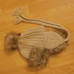 Anthropologie NWT Faux Fur Trapper Hat in Cream
